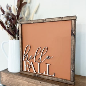 Hello Fall Sign Fall Decor Fall Decorations Fall Signs Fall Wood Signs Farmhouse Decor Farmhouse Signs Hello Fall 3D Sign image 1