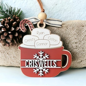 Personalized Christmas Ornament Customized Family Ornament Hot Cocoa Ornament Grandkids Ornament Gift For Mom Gift For Grandma image 4