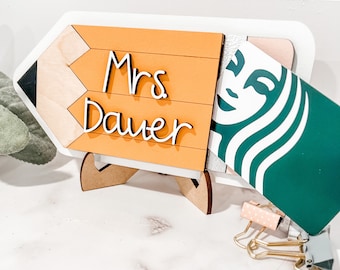 Back to School Teacher Gift | Teacher Name Sign | Teacher Gift Personalized | Teacher Gift Card Holder | 1st Day of School Gift