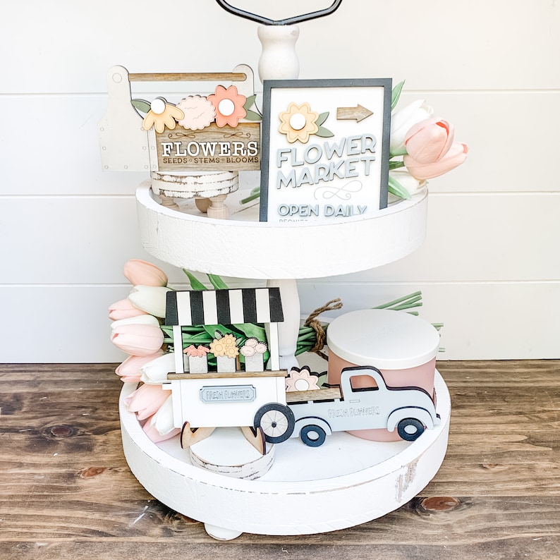 Spring Tiered Tray Decor | Spring Decor for Tiered Trays | Spring Tiered Tray | Spring Decor for Home | Spring Decor Bundle | Spring Decor image 1