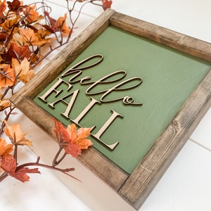 Hello Fall Sign Fall Decor Fall Decorations Fall Signs Fall Wood Signs Farmhouse Decor Farmhouse Signs Hello Fall 3D Sign image 2