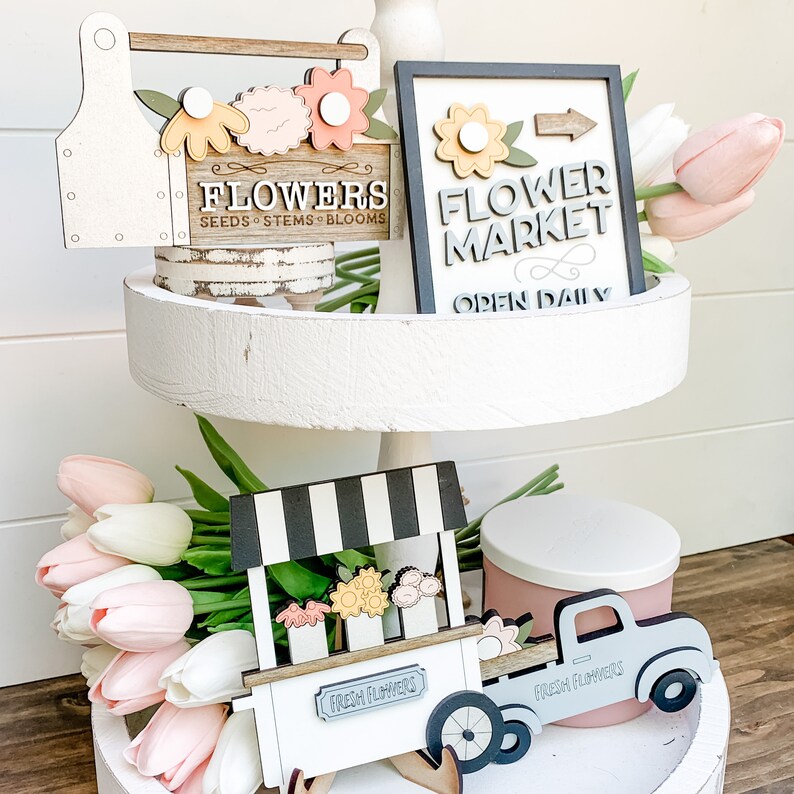 Spring Tiered Tray Decor | Spring Decor for Tiered Trays | Spring Tiered Tray | Spring Decor for Home | Spring Decor Bundle | Spring Decor image 2