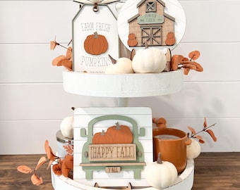 Fall Tiered Tray Decor | Fall Home Decor | Hosting Decor | Thanksgiving Decor | Fall Table | Fall Shelf Decor | Fall Decor Indoor |Tier Tray