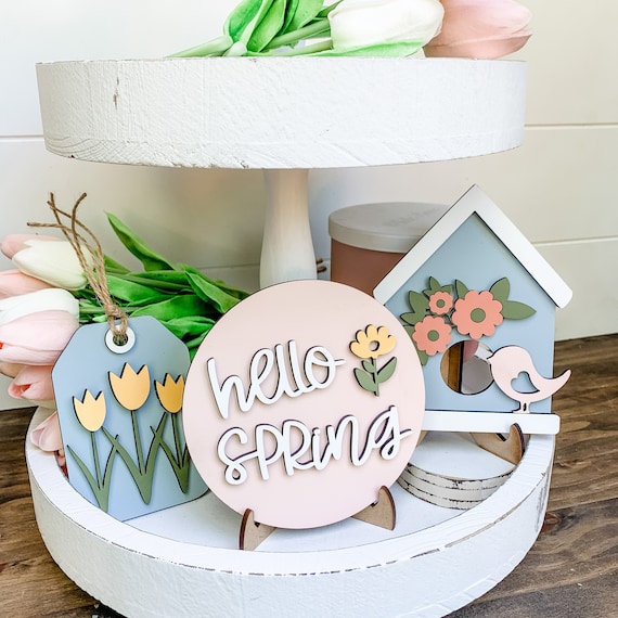 Spring Tiered Tray Decor | Spring Decor for Tiered Trays | Spring Tiered Tray | Spring Decor for Home |  Spring Decor Bundle | Spring Decor