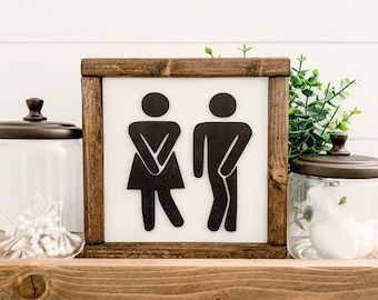 Bathroom Wood Signs | Funny Bathroom Sign | Bathroom Wall decor | Bathroom Decor | 3D Sign | Mini Wood Sign | Rustic Signs | Farmhouse Decor