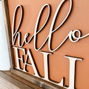 Hello Fall Sign Fall Decor Fall Decorations Fall Signs Fall Wood Signs Farmhouse Decor Farmhouse Signs Hello Fall 3D Sign image 5