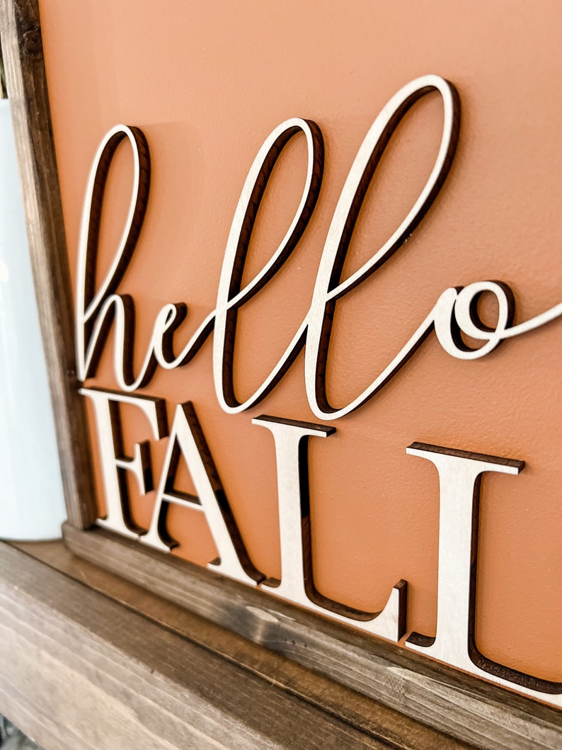 Hello Fall Sign Fall Decor Fall Decorations Fall Signs Fall Wood Signs Farmhouse Decor Farmhouse Signs Hello Fall 3D Sign image 5