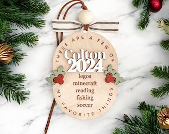 Personalized Favorite Things Ornament: Kids Christmas Keepsake