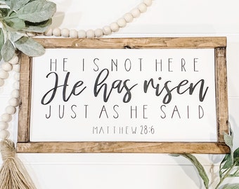 He Is Risen Sign | Easter Decor | Easter Decoration | Easter Wood Sign | Farmhouse Sign | Religious Easter Decor | Rustic Signs | 3D Sign