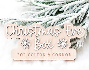 Personalized Christmas Eve Box Name Plaque: Custom Wooden Christmas Crate Keepsake Sign