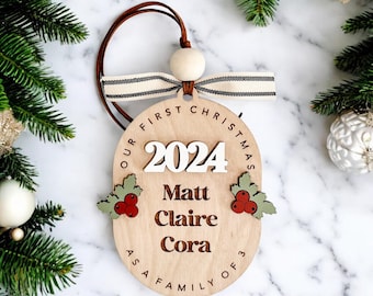 Personalized Christmas Ornament | Party Of Family Ornament | Baby's First Christmas | New Baby Ornament | 2025 Ornament | Gift For Wife