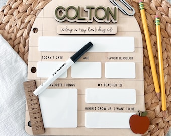 Personalized First & Last Day of School Sign | Magnetic Reusable School Board | Custom Back to School Photo Prop | Dry Erase Milestone Board