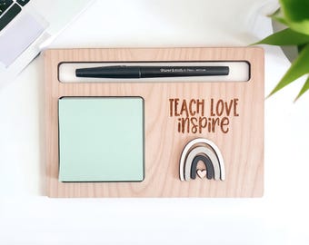 Back to School Teacher Gift | Teacher Post It Note Holder | Teacher Gift Personalized | Teacher Organizer | 1st Day of School Gift