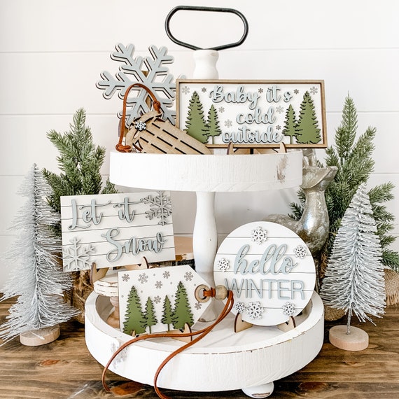 Snowflake Farmhouse Mini Sign, Winter Decor, Snowflake Decor