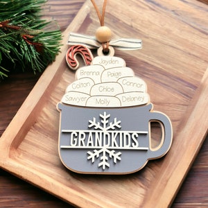 Personalized Christmas Ornament Customized Family Ornament Hot Cocoa Ornament Grandkids Ornament Gift For Mom Gift For Grandma image 3