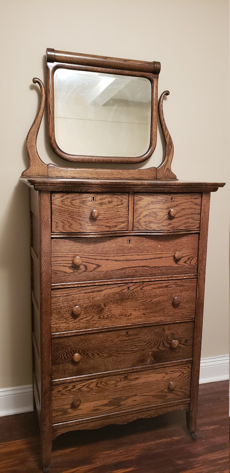 Victorian serpentine highboy dresser with mirror circa 1890 Etsy