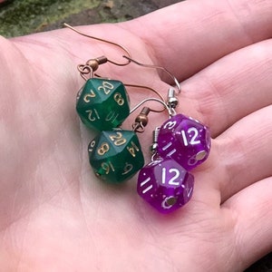 Translucent D20 / D10 Polyhedral Dice Earrings - Resin RPG DnD Gamer Jewelry