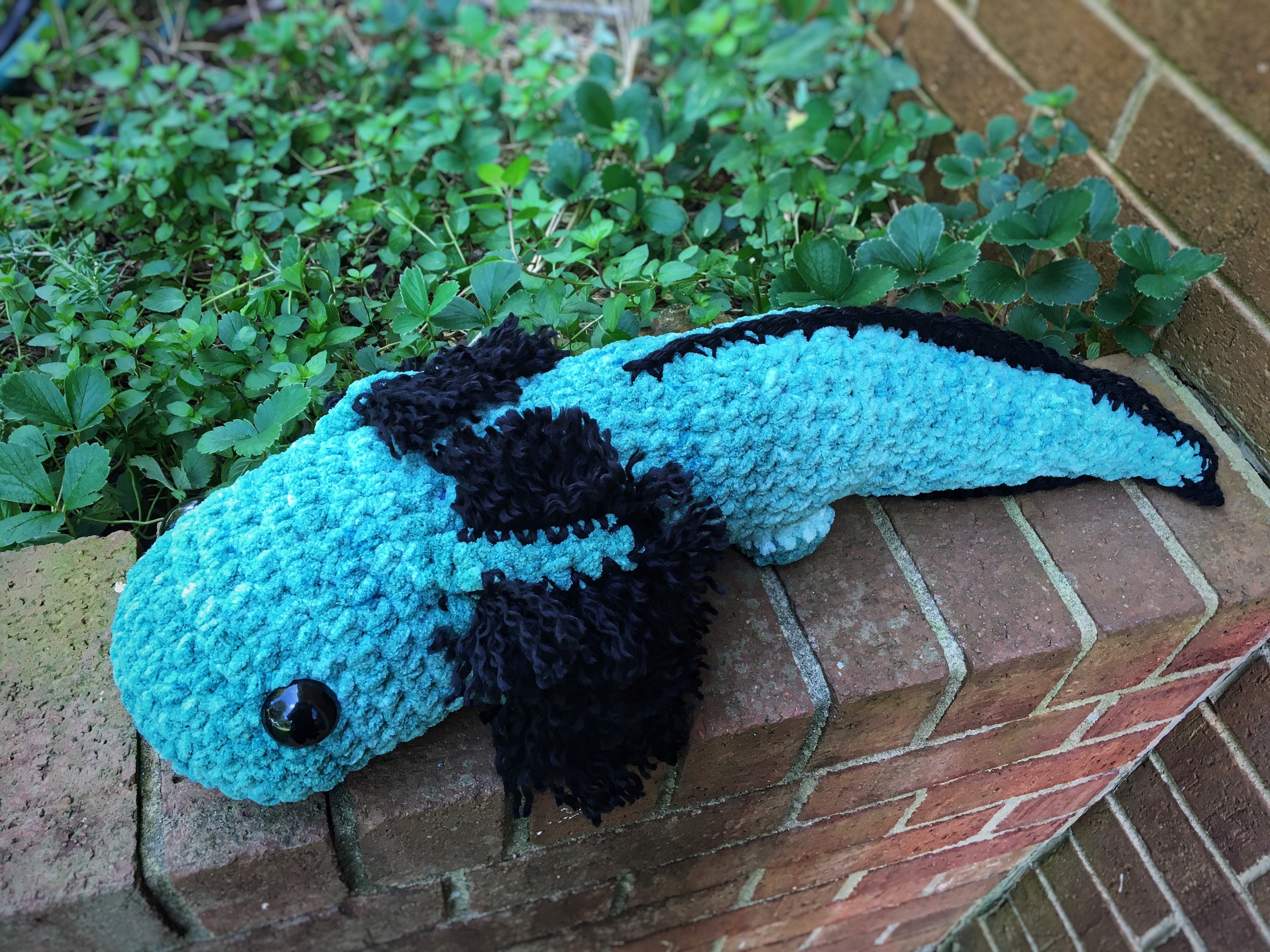 GIANT Axolotl Dappled Teal Black Amigurumi Plush Etsy