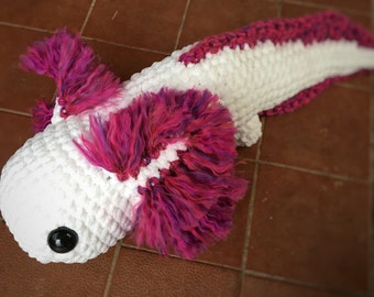 Gigante Axolotl Amigurumi Peluche Bianco