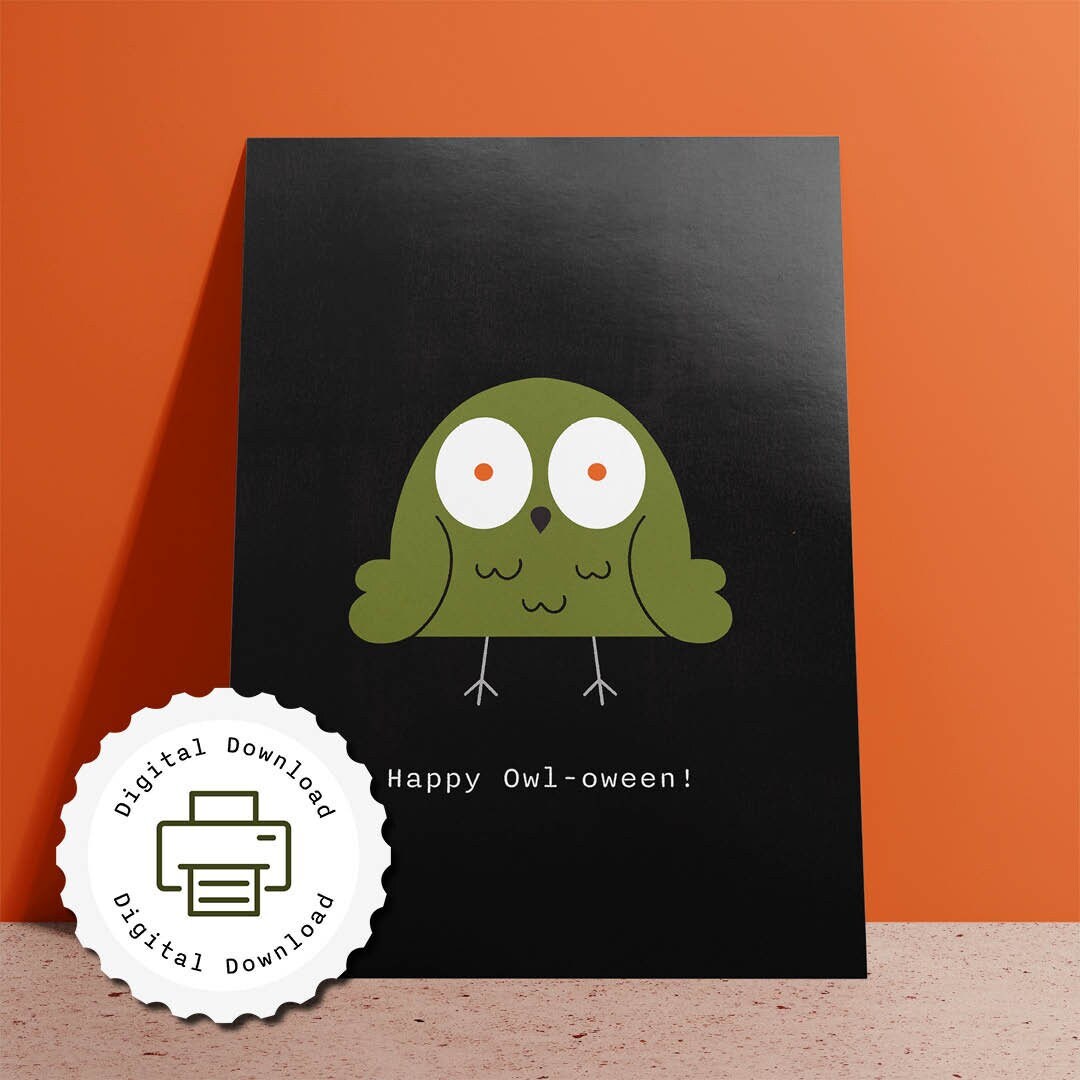 Instant Download Happy Owl-oween Card Printable Halloween - Etsy