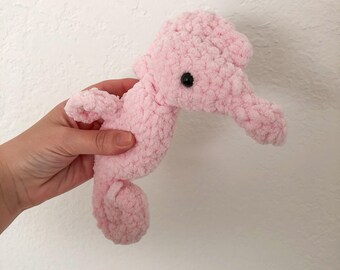 Crocheted Seahorse Plushie, Soft Stuffed Animal Toy, Handmade Snuggler