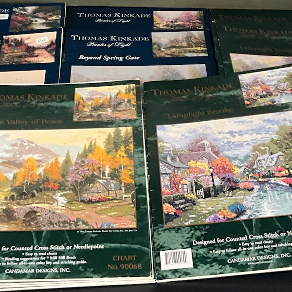 Thomas Kinkade Painter of Light choice Candamar Designs vintage cross stitch or needlepoint charts see pictures and variations*