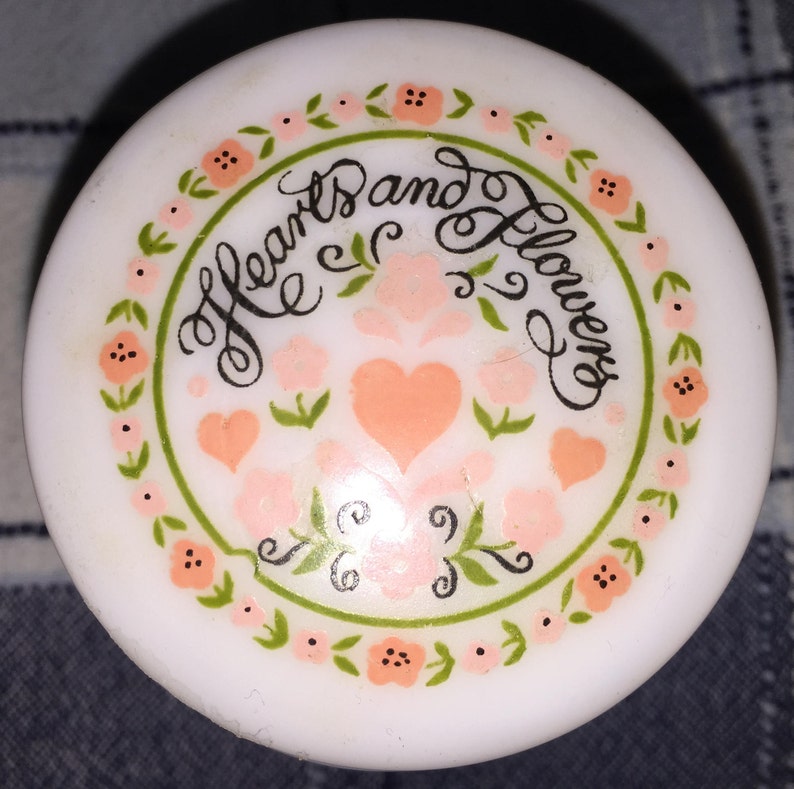 Avon Rare hearts and flowers Vintage milk glass Vanity Jar