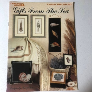 Ulotka Leisure Arts Gifts From The Sea autorstwa Mary Ellen nr 541 Ulotka Vintage 1987 haftowana krzyżykiem nr 541