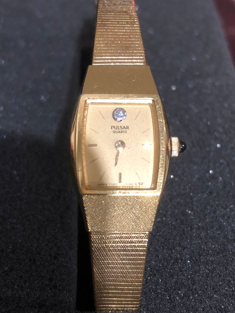 Pulsar Quartz Ladies Watch with Diamond at 12 Vintage Gold | Etsy