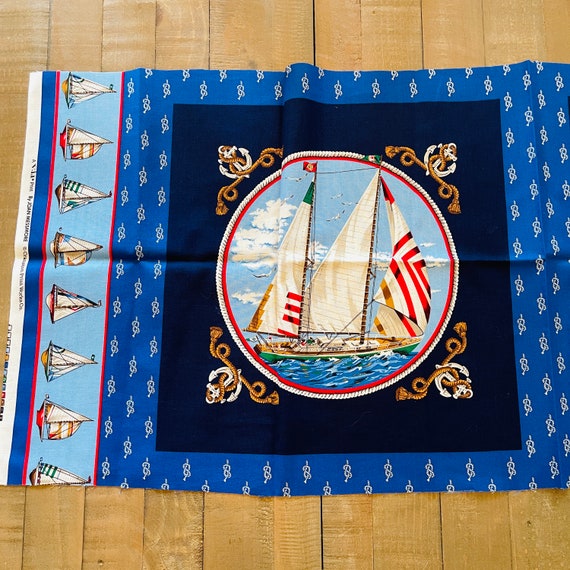 Nautical Sailing Fabric Panel 44 by 17 Inches | Etsy