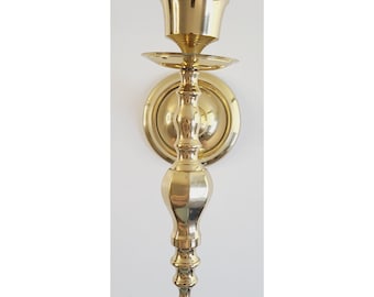 Vintage Brass Wall Sconce Candle Holder Hollywood Regency MCM Accent Decor Gold