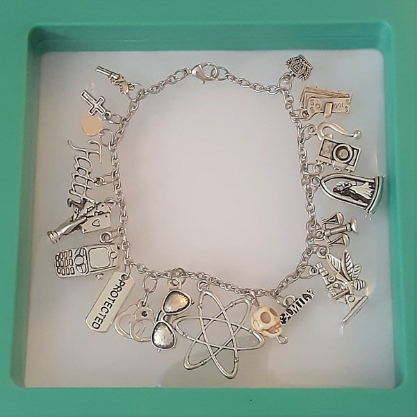 Bones charm bracelet fbi mystery jewelry booth brennan