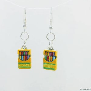 Crayon box earrings - hand-painted enamel charms