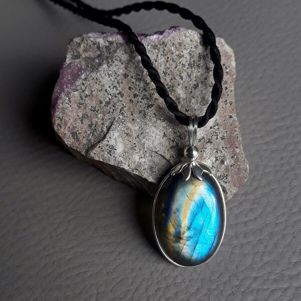 Pendente labradorite/Pendente labradorite Flash blu/Labradorite argento sterling/labradorite di alta qualità