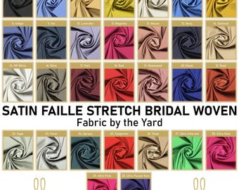 LitLook Satin Faille Stretch Fabric by the Yard - Stretch Satin Fabric for Wedding Gowns, Bridesmaid, Formal Dresses, Tops & Decor