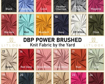 LitLook DBP Power Brushed Stretch Knit Fabric by the Yard - 250GSM Poly Spandex for Leggings, Yoga Wear, Dresses, Skirts