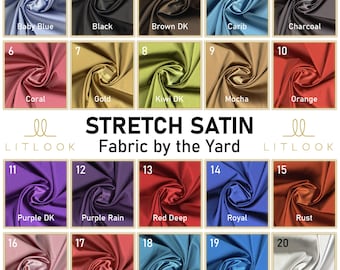 LitLook Stretch Satin Fabric by the Yard - Smooth, Stretchy and Silky Fabric for Bridal Wear, Bodycon Dresses, Dancewear, Lingerie