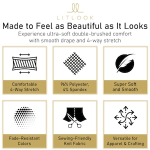 LitLook DTY Double Brushed Knit Fabric by the Yard - 4-Way Stretch Polyester Spandex Fabric for Leggings, Dresses, Yoga Wear, Pajamas & More afbeelding 2