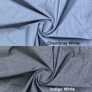 Fine woven surface with delicate heather effect, combining traditional chambray charm with flexible comfort