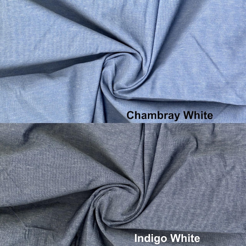 Fine woven surface with delicate heather effect, combining traditional chambray charm with flexible comfort
