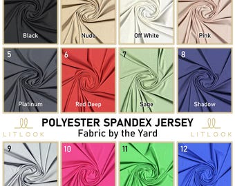 LitLook Jersey Knit Fabric by the Yard - 60" Wide Soft & Breathable 220 GSM Fabric for Dresses, Activewear, Yoga Leggings, Skirts