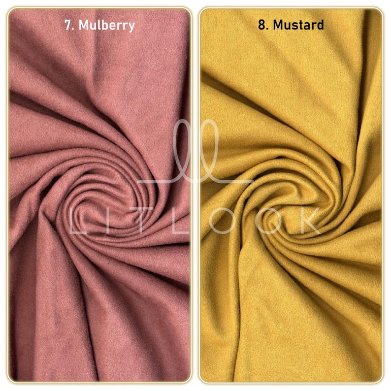 LitLook French Terry Suede Knit Fabric by the Yard - 65" Wide Brushed Suede for Dresses, Coats, Jackets, Hoodies, Loungewear image 7