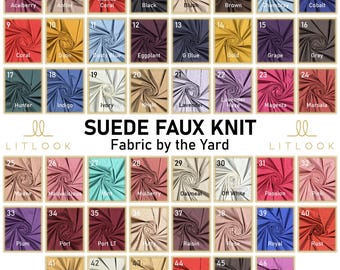 LitLook Micro Suede Faux Knit Fabric by the Yard - Stretch Brushed Suede for Dresses, Jackets, Leggings, Dresses, Fall & Winter Fashion