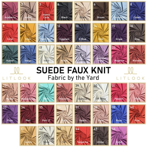 LitLook Micro Suede Faux Knit Fabric by the Yard - Stretch Brushed Suede for Dresses, Jackets, Leggings, Dresses, Fall & Winter Fashion