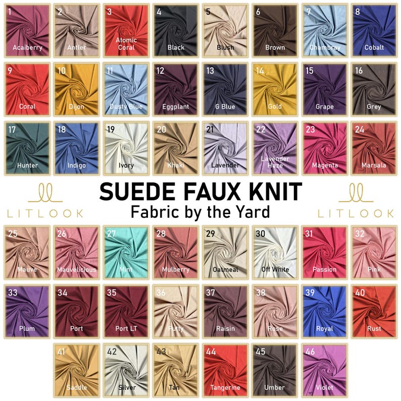 LitLook Micro Suede Faux Knit Fabric by the Yard - Stretch Brushed Suede for Dresses, Jackets, Leggings, Dresses, Fall & Winter Fashion image 1
