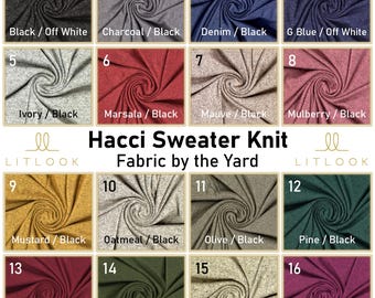 LitLook Hacci Sweater Knit Fabric by the Yard - 4-Way Stretch 190 GSM Pashmina Fabric for Sweaters, Cardigans, Hoodies, Dresses, Loungewear