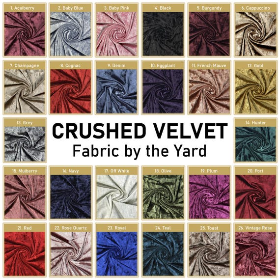 LitLook Crushed Velvet Fabric by the Yard - 58/60" Soft Velvet for Dresses, Costumes & Décor - 26 Colors