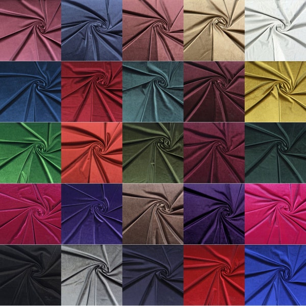 Luxurious Polyester/Spandex Velvet Fabric - Width: 58/60 inches, Composition, 92 Polyester / 8 Spandex, Free Shipping