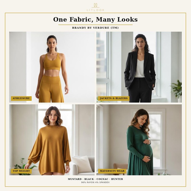 LitLook Havey Super Soft Ponte de Roma Knit Fabric: 4-Way Stretch Rayon Spandex - Brandy by Verdure™ image 8