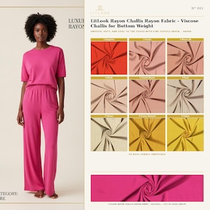 LitLook Rayon Challis Rayon Fabric - Viscose Challis for Bottom Weight & Everyday